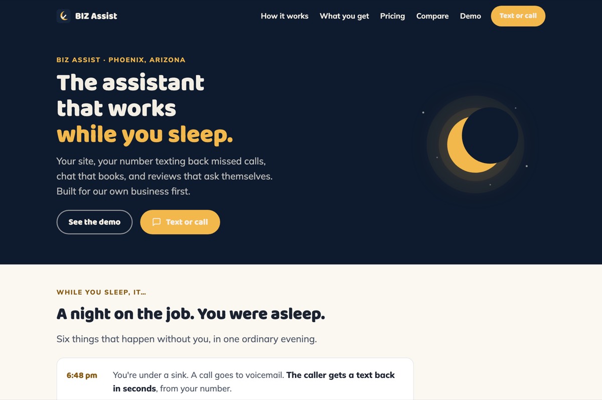 The BIZ Assist website